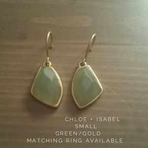 Chloe + isabel green "agate"/matte gold earrings